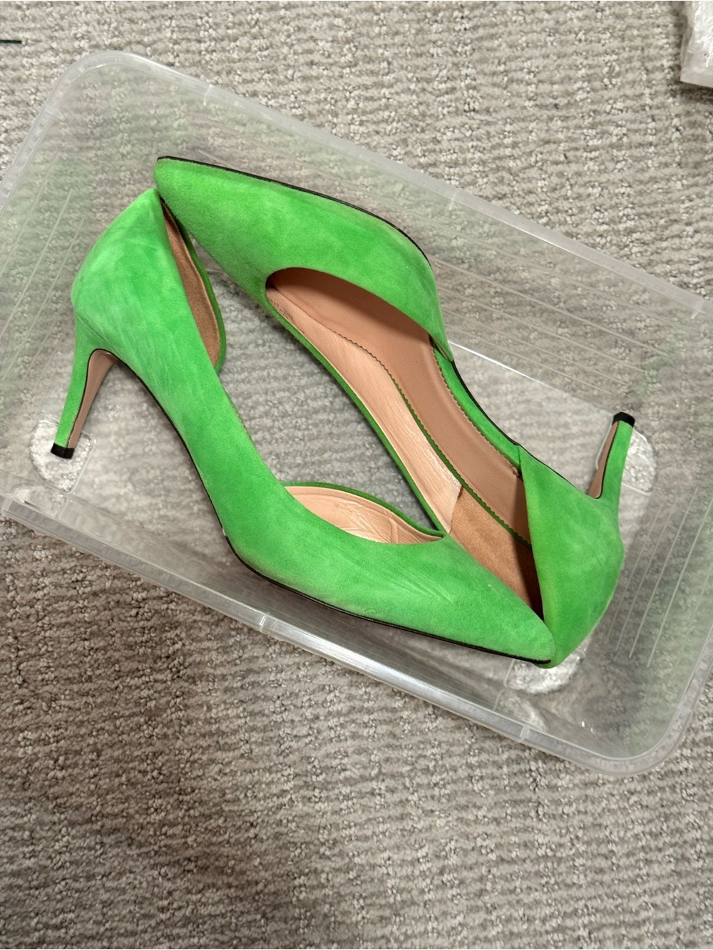J. Crew Bright Green Suede Pointed-Toe Pumps